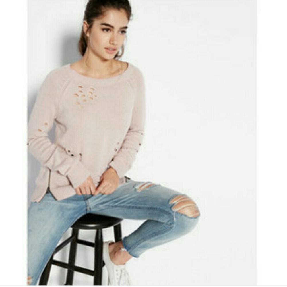 Express Women's Pink Crew Neck Sweater